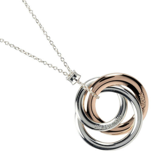 TIFFANY&Co. Necklace Silver925, Rubedo Metal Silver 1837 Interlocking Circle Women Used Authentic