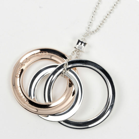 TIFFANY&Co. Necklace Silver925, Rubedo Metal Silver 1837 Interlocking Circle Women Used Authentic