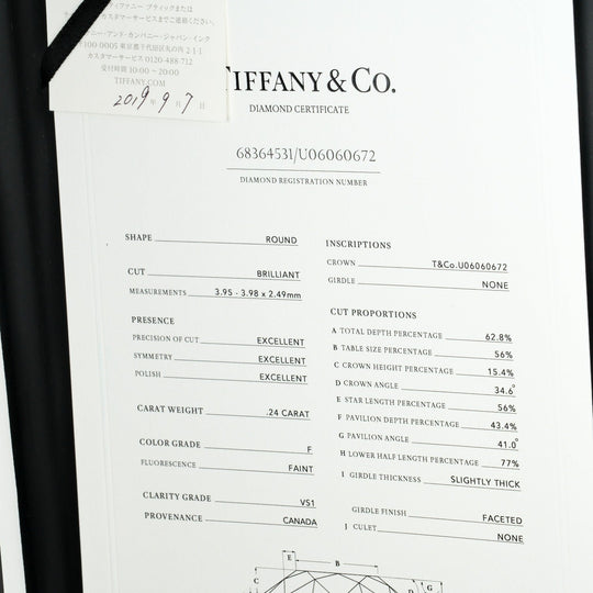 TIFFANY&Co. Ring 0.24ct VS1/F/3EX Pt950Platinum, Diamond Clear Silver Solitaire Women Used Authentic