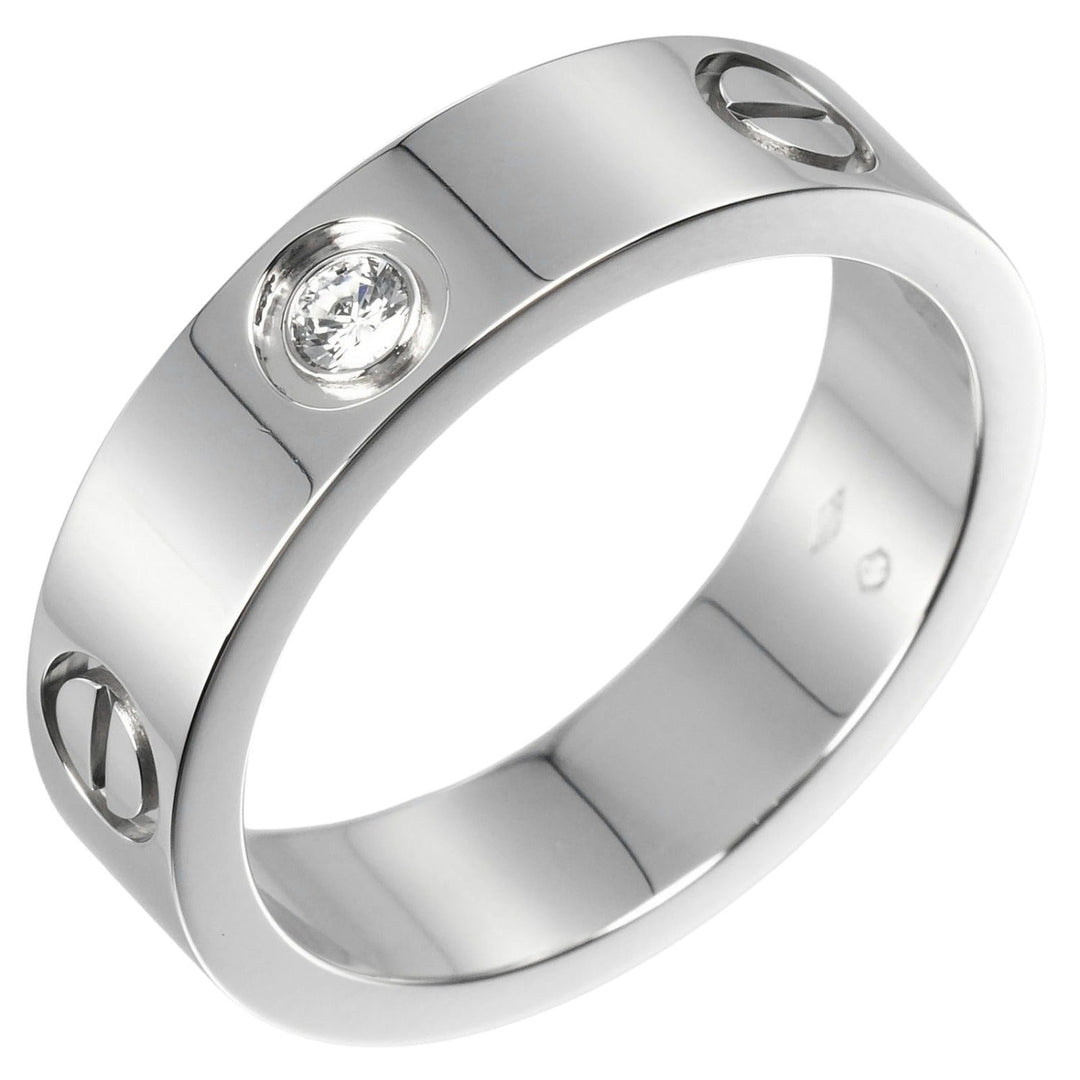 CARTIER Ring Pt950 Platinum, 1P Diamond Silver love mens(Unisex) 58 Used Authentic