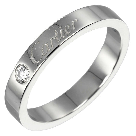 CARTIER Ring Pt950Platinum, Diamond Silver C Toe Cartier Engraved Women 48 Used Authentic