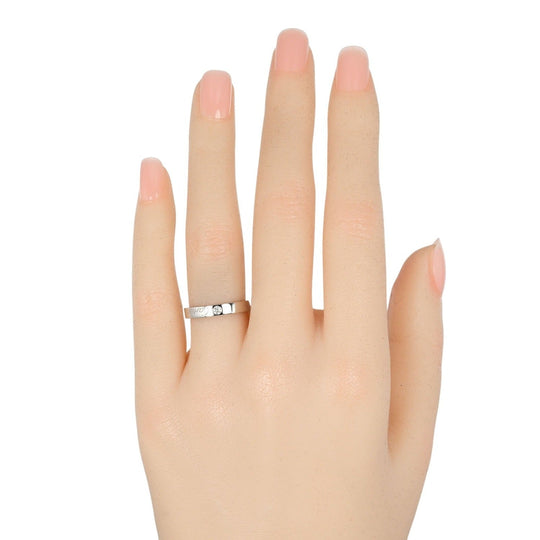 CARTIER Ring Pt950Platinum, Diamond Silver C Toe Cartier Engraved Women 48 Used Authentic