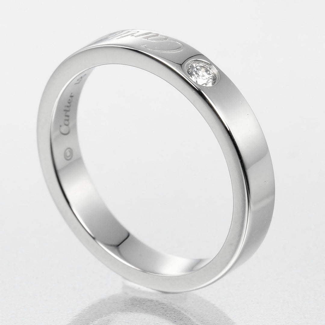 CARTIER Ring Pt950Platinum, Diamond Silver C Toe Cartier Engraved Women 48 Used Authentic