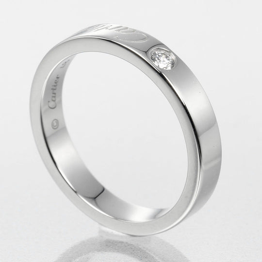 CARTIER Ring Pt950Platinum, Diamond Silver C Toe Cartier Engraved Women 48 Used Authentic