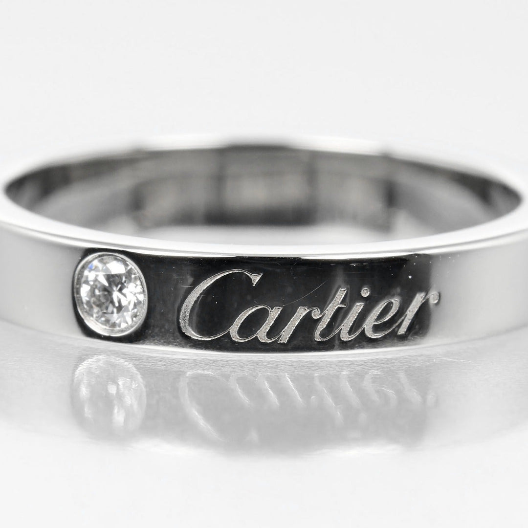 CARTIER Ring Pt950Platinum, Diamond Silver C Toe Cartier Engraved Women 48 Used Authentic
