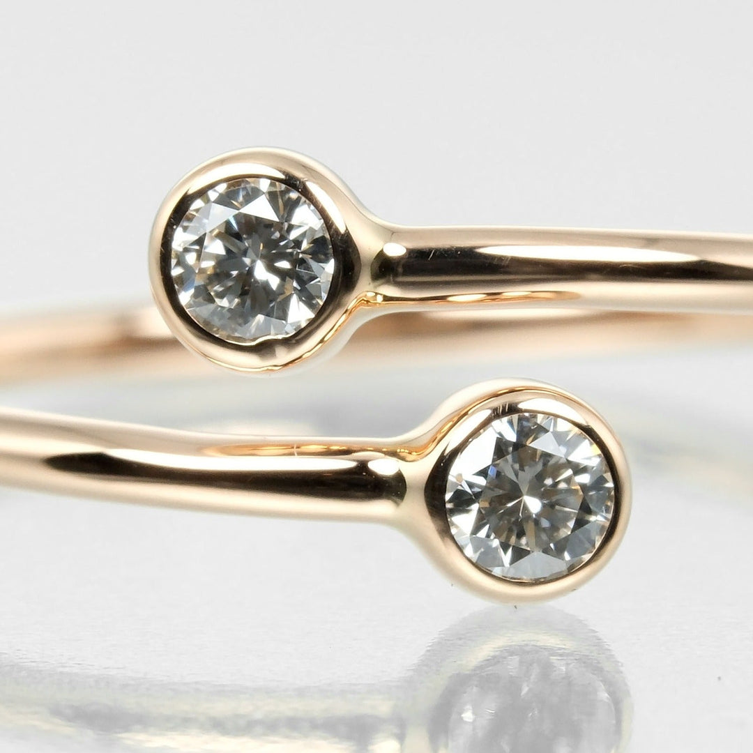 TIFFANY&Co. Ring K18 pink gold, 2P diamond gold hoop Women Used Authentic