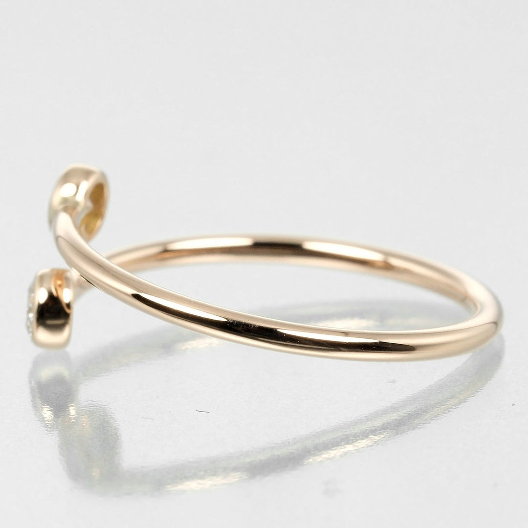 TIFFANY&Co. Ring K18 pink gold, 2P diamond gold hoop Women Used Authentic