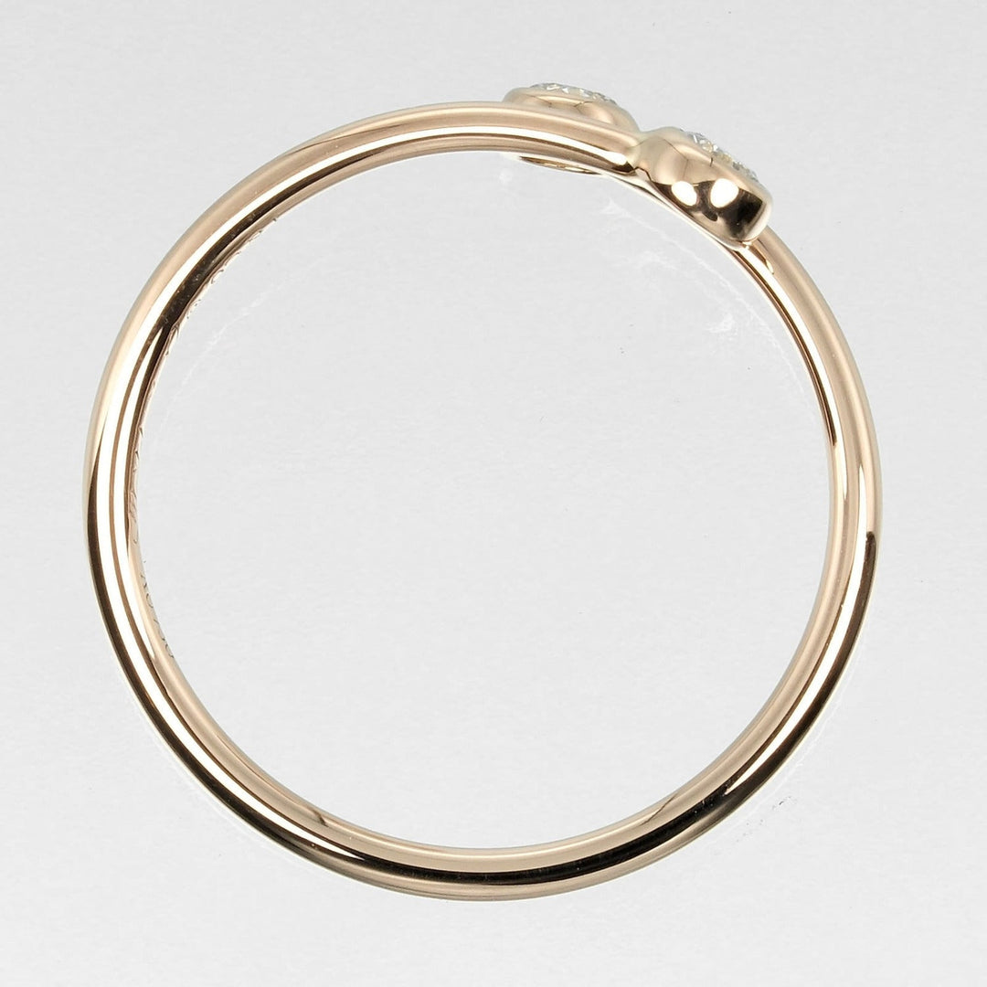 TIFFANY&Co. Ring K18 pink gold, 2P diamond gold hoop Women Used Authentic