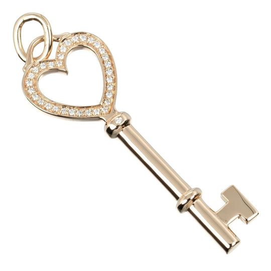 TIFFANY&Co. Pendant top K18 pink gold, diamond gold Heart key Women Used Authentic