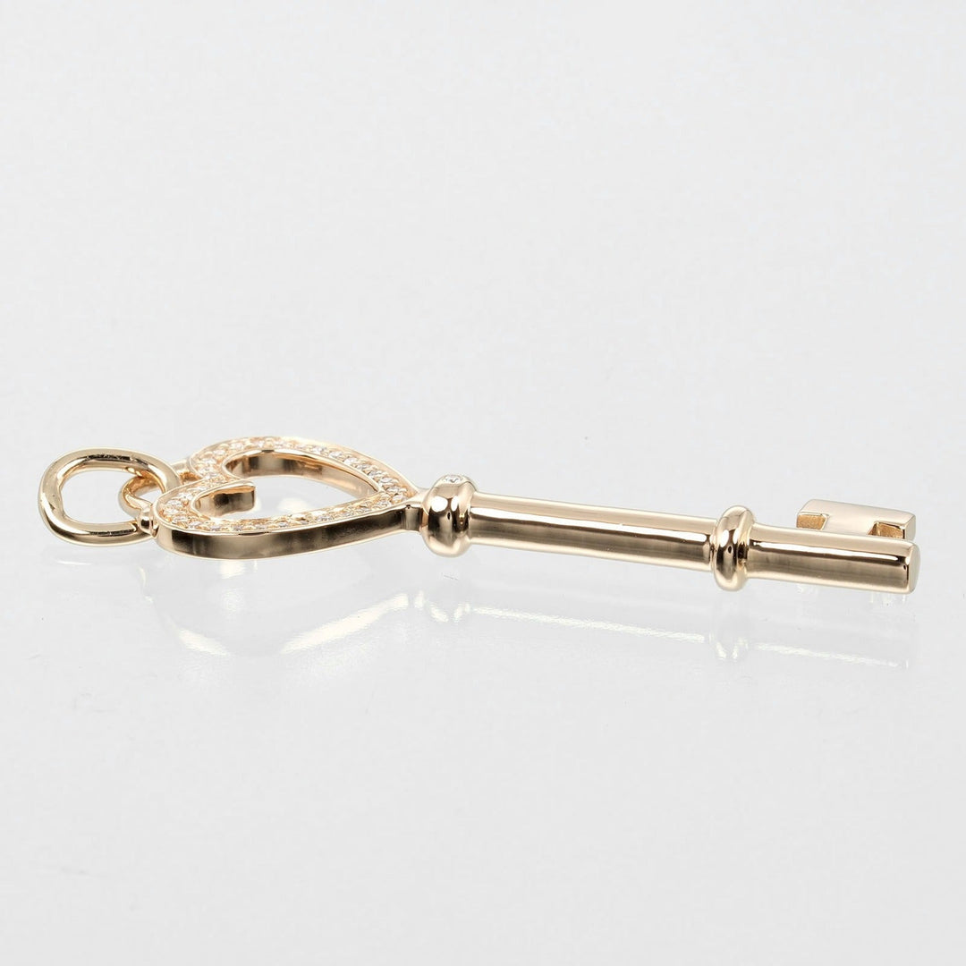 TIFFANY&Co. Pendant top K18 pink gold, diamond gold Heart key Women Used Authentic