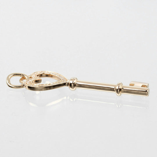 TIFFANY&Co. Pendant top K18 pink gold, diamond gold Heart key Women Used Authentic