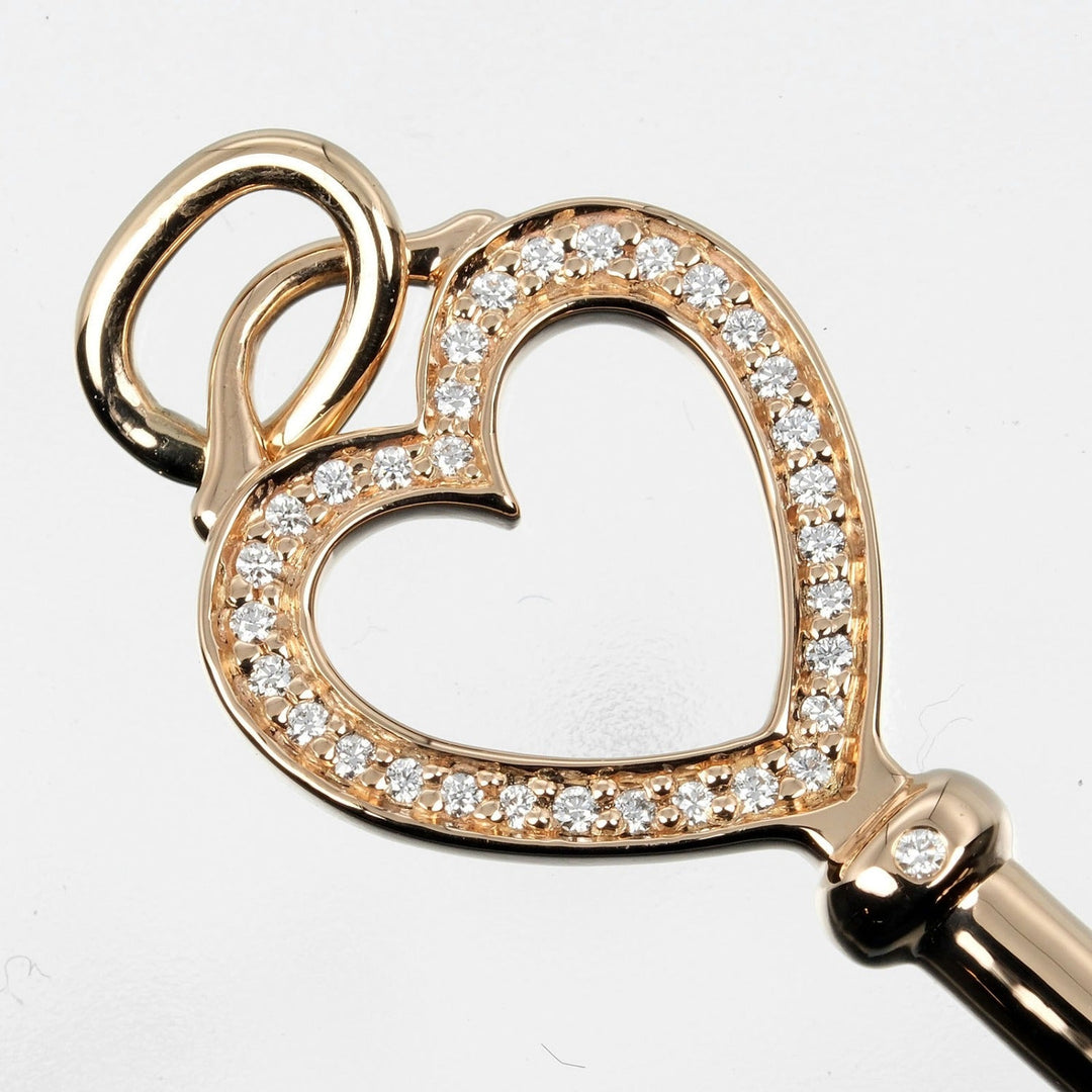 TIFFANY&Co. Pendant top K18 pink gold, diamond gold Heart key Women Used Authentic