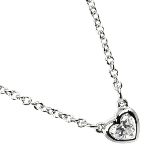 TIFFANY&Co. Necklace Pt950Platinum, Diamond Clear Silver By the Yard Heart Women Used Authentic