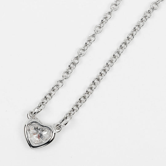 TIFFANY&Co. Necklace Pt950Platinum, Diamond Clear Silver By the Yard Heart Women Used Authentic