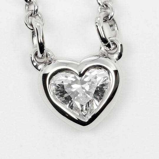 TIFFANY&Co. Necklace Pt950Platinum, Diamond Clear Silver By the Yard Heart Women Used Authentic
