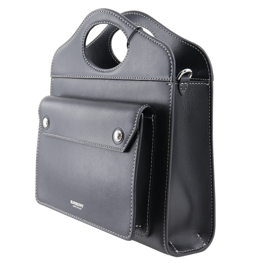 BURBERRY Handbag 8040892 leather black 2WAY handbag  Women Used Authentic