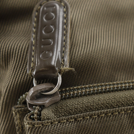 GUCCI Shoulder Bag 000.2404.0509 Nylon canvas khaki 2WAY Bamboo one belt Women Used Authentic