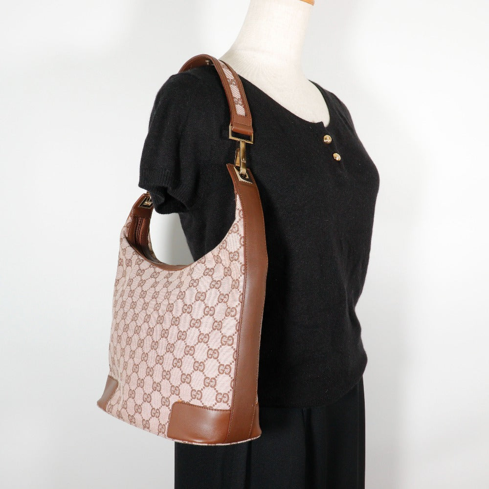 GUCCI Shoulder Bag 001.4204 GG canvas, leather Brown one belt Women Used Authentic