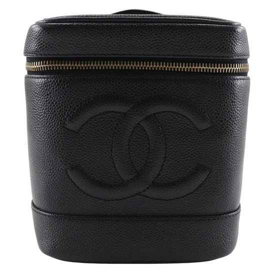 CHANEL Pouch A01998 Caviar skin black Handbag COCO Mark Vanity Women Used Authentic