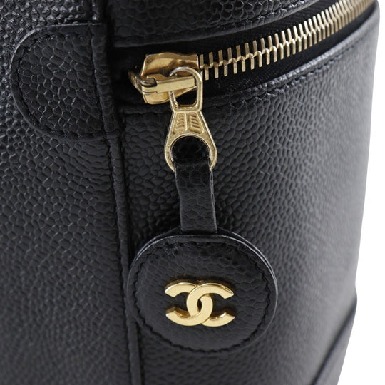 CHANEL Pouch A01998 Caviar skin black Handbag COCO Mark Vanity Women Used Authentic