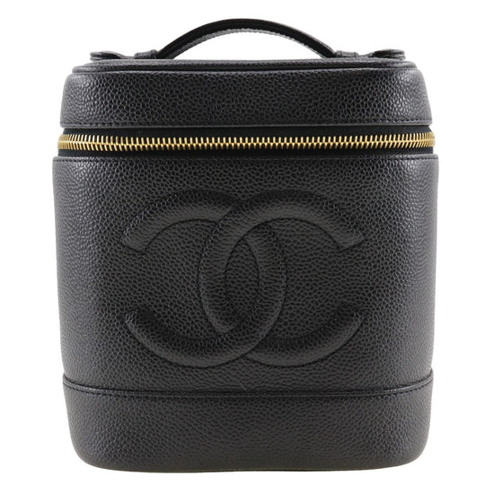 CHANEL Pouch A01998 Caviar skin black Handbag Vanity Women Used Authentic