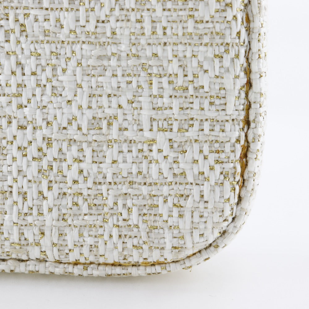 CHANEL Shoulder Bag A84415 tweed White 2-way clutch Deauville ChainShoulder Women Used Authentic