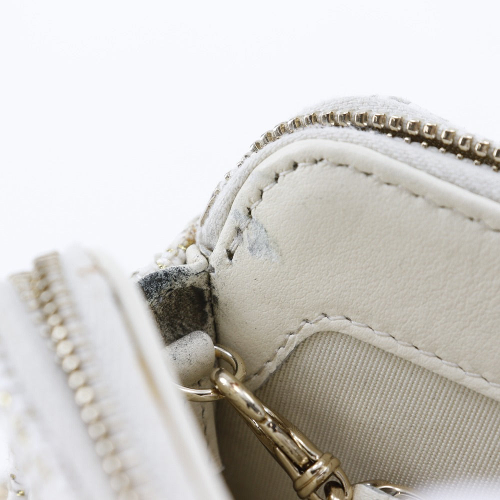 CHANEL Shoulder Bag A84415 tweed White 2-way clutch Deauville ChainShoulder Women Used Authentic