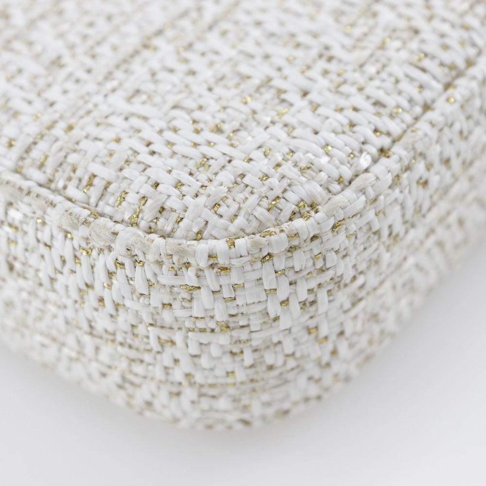 CHANEL Shoulder Bag A84415 tweed White 2-way clutch Deauville ChainShoulder Women Used Authentic