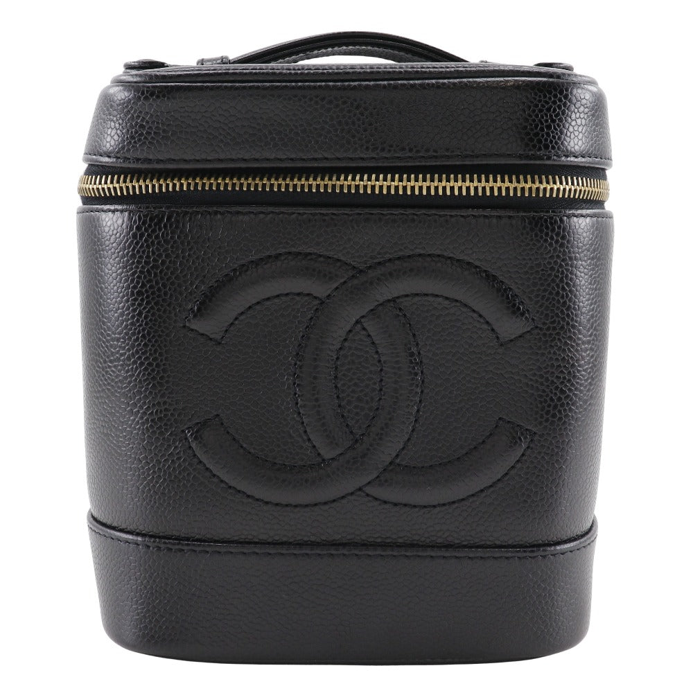 CHANEL Pouch A01998 Caviar skin black Handbag Vanity Women Used Authentic