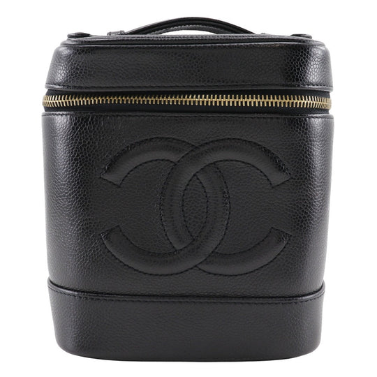 CHANEL Pouch A01998 Caviar skin black Handbag Vanity Women Used Authentic
