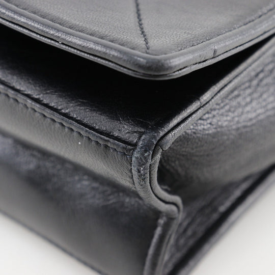 CHANEL Shoulder Bag lambskin black Matrasse Diamond stitch ChainShoulder Women Used Authentic