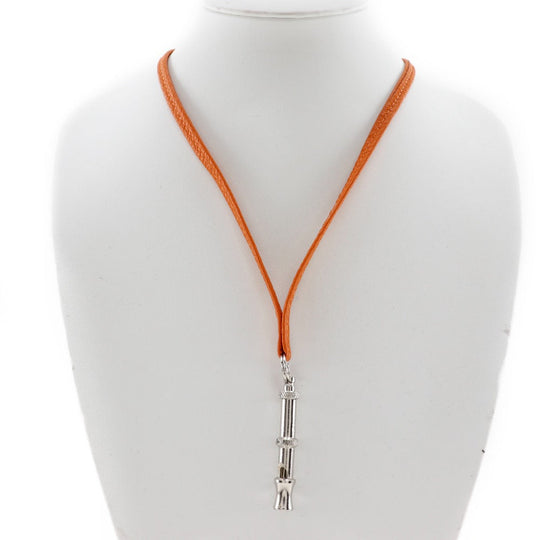 HERMES Other fashion goods Metal, Leather Orange / Silver Pendant Shifure Ultrasonic whistle Women Used Authentic