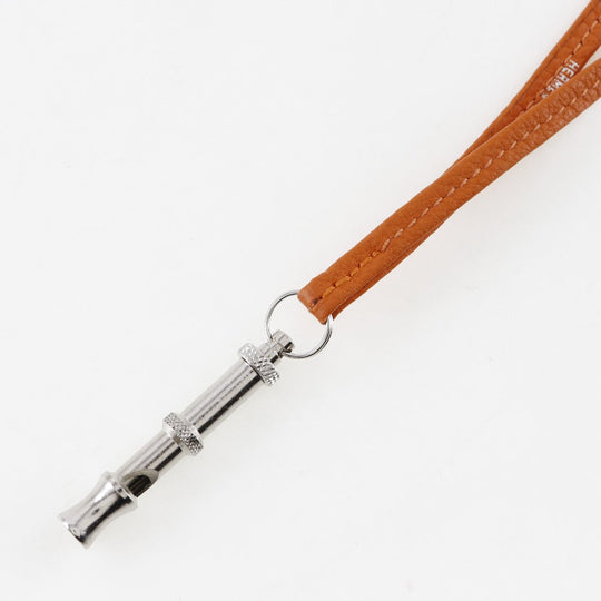 HERMES Other fashion goods Metal, Leather Orange / Silver Pendant Shifure Ultrasonic whistle Women Used Authentic