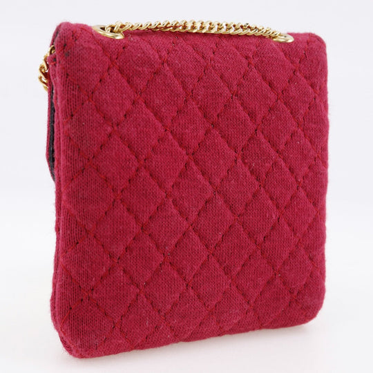 CHANEL Shoulder Bag cotton pink micro Chain pouch Women Used Authentic