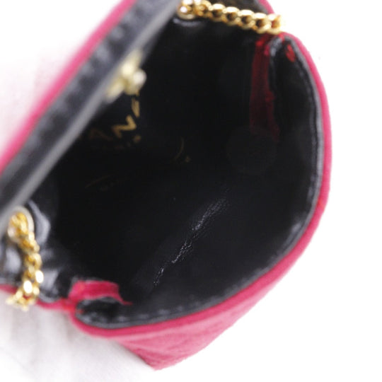 CHANEL Shoulder Bag cotton pink micro Chain pouch Women Used Authentic