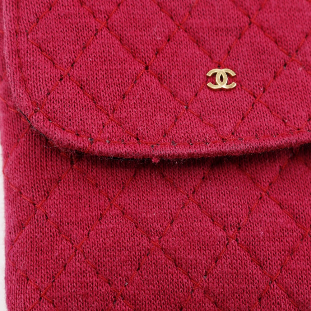 CHANEL Shoulder Bag cotton pink micro Chain pouch Women Used Authentic