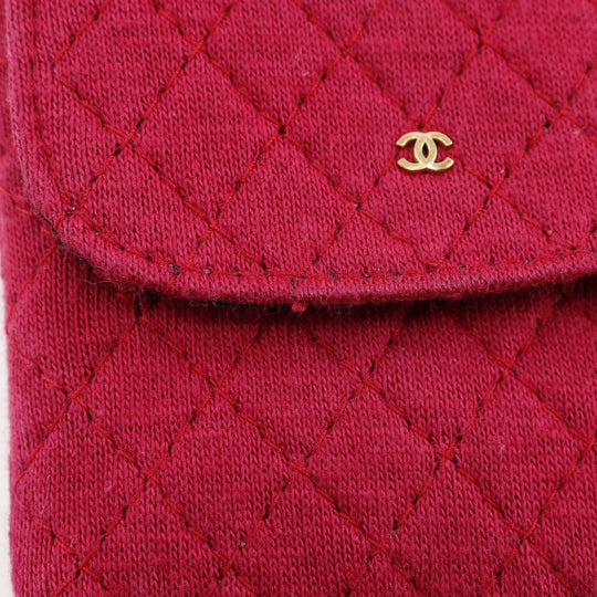 CHANEL Shoulder Bag cotton pink micro Chain pouch Women Used Authentic