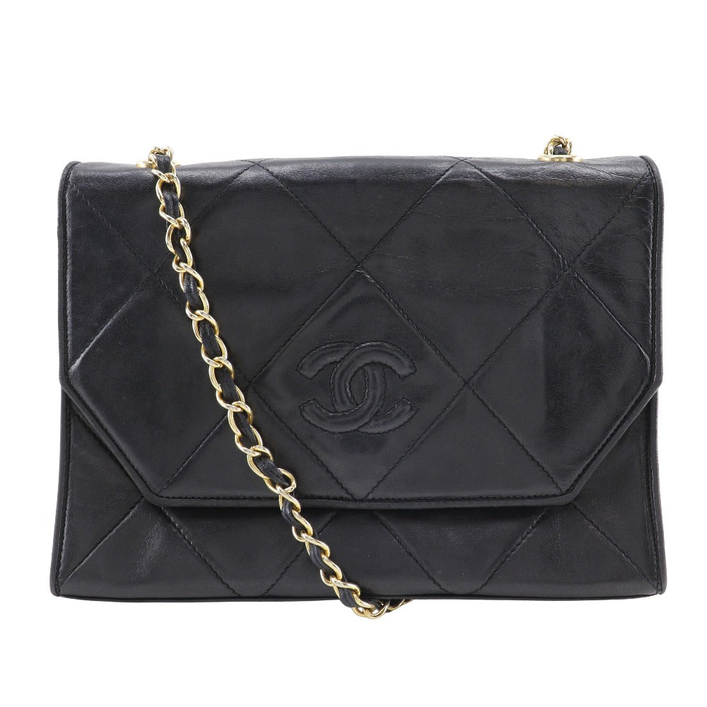 CHANEL Shoulder Bag lambskin black vintage Matrasse ChainShoulder Women Used Authentic
