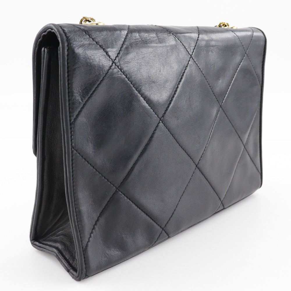 CHANEL Shoulder Bag lambskin black vintage Matrasse ChainShoulder Women Used Authentic