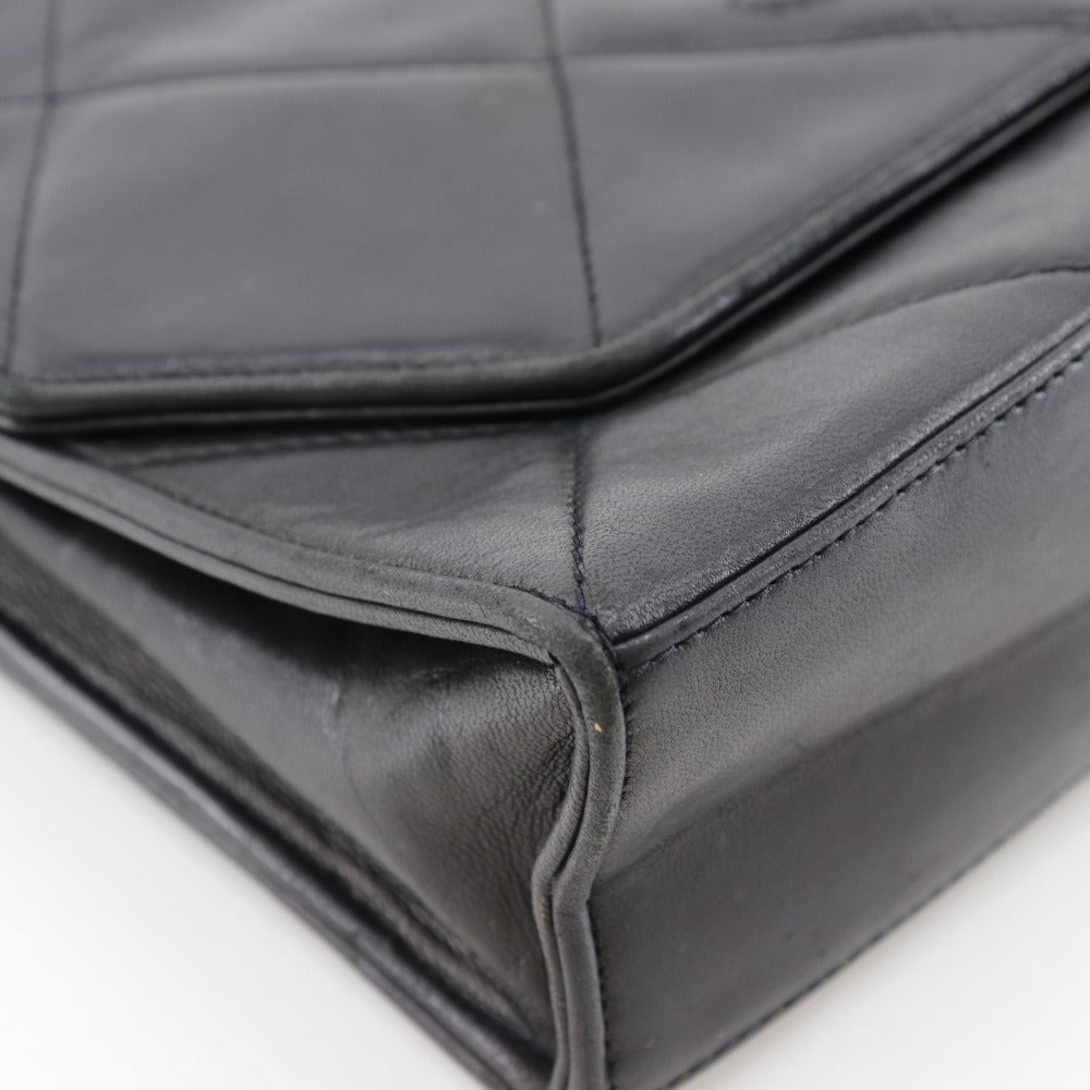 CHANEL Shoulder Bag lambskin black vintage Matrasse ChainShoulder Women Used Authentic