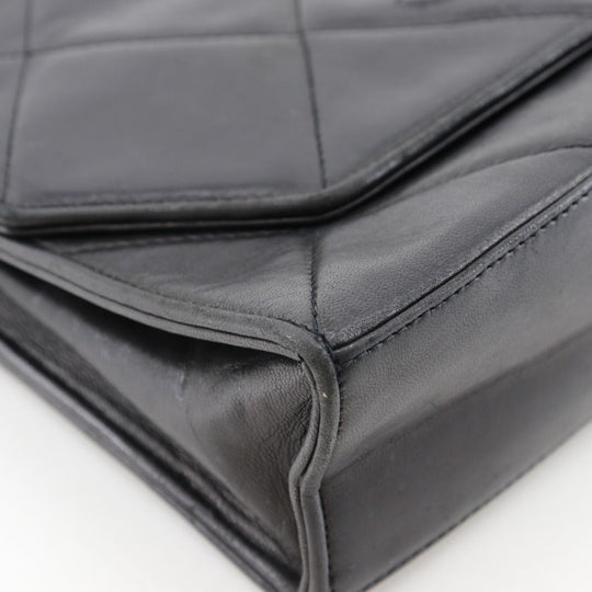 CHANEL Shoulder Bag lambskin black vintage Matrasse ChainShoulder Women Used Authentic