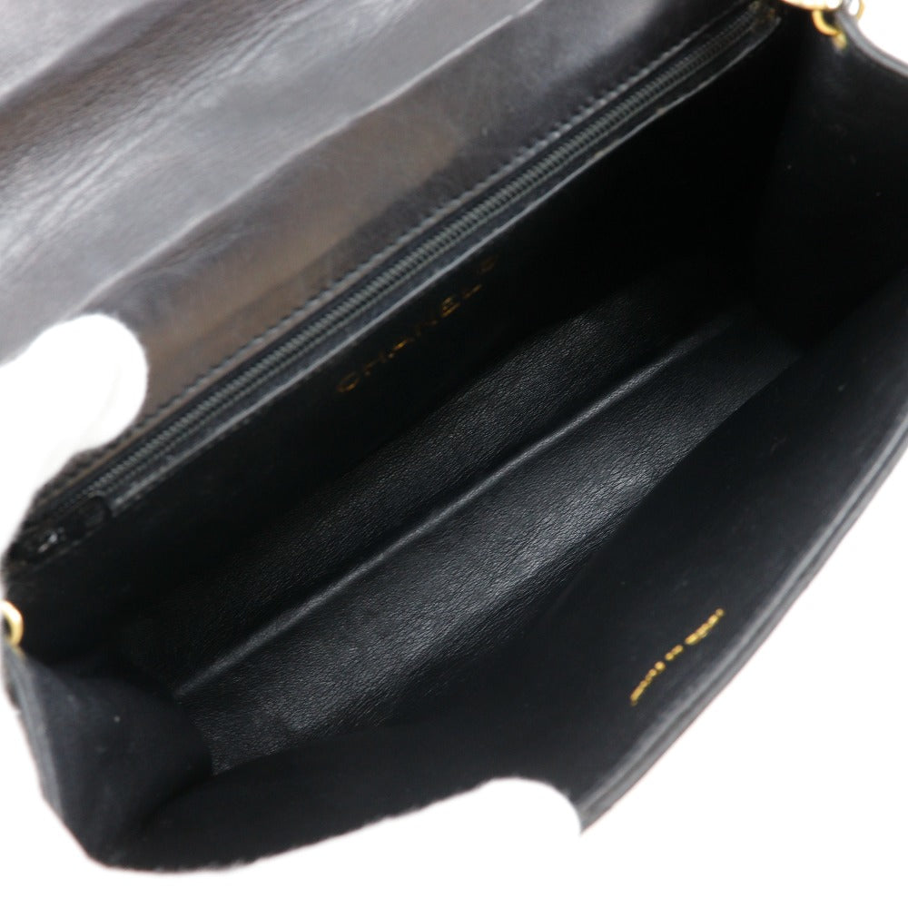 CHANEL Shoulder Bag lambskin black vintage Matrasse ChainShoulder Women Used Authentic