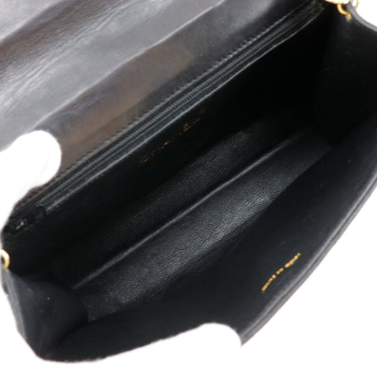 CHANEL Shoulder Bag lambskin black vintage Matrasse ChainShoulder Women Used Authentic