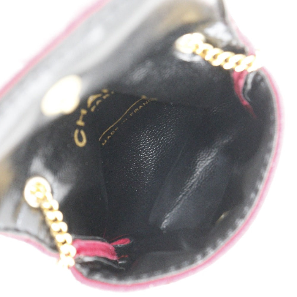 CHANEL Pouch cotton Red micro Chain pouch Women Used Authentic