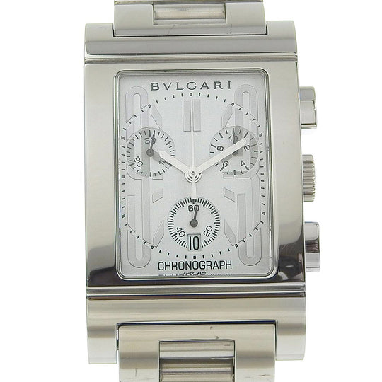 BVLGARI Watches Quartz RTC49S Stainless Steel white Rettangoro White dial mens Used Authentic