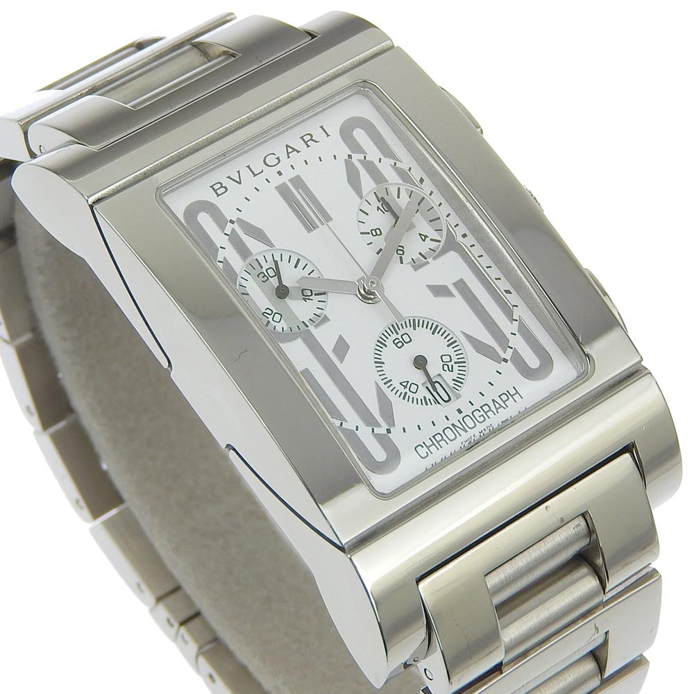BVLGARI Watches Quartz RTC49S Stainless Steel white Rettangoro White dial mens Used Authentic