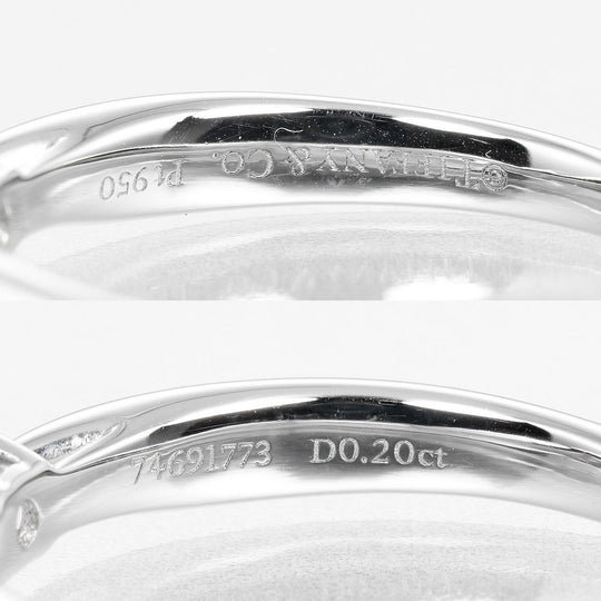 TIFFANY&Co. Ring D0.20ct VS1/E/3EX Pt950Platinum, Diamond Silver Harmony Solitaire Women Used Authentic