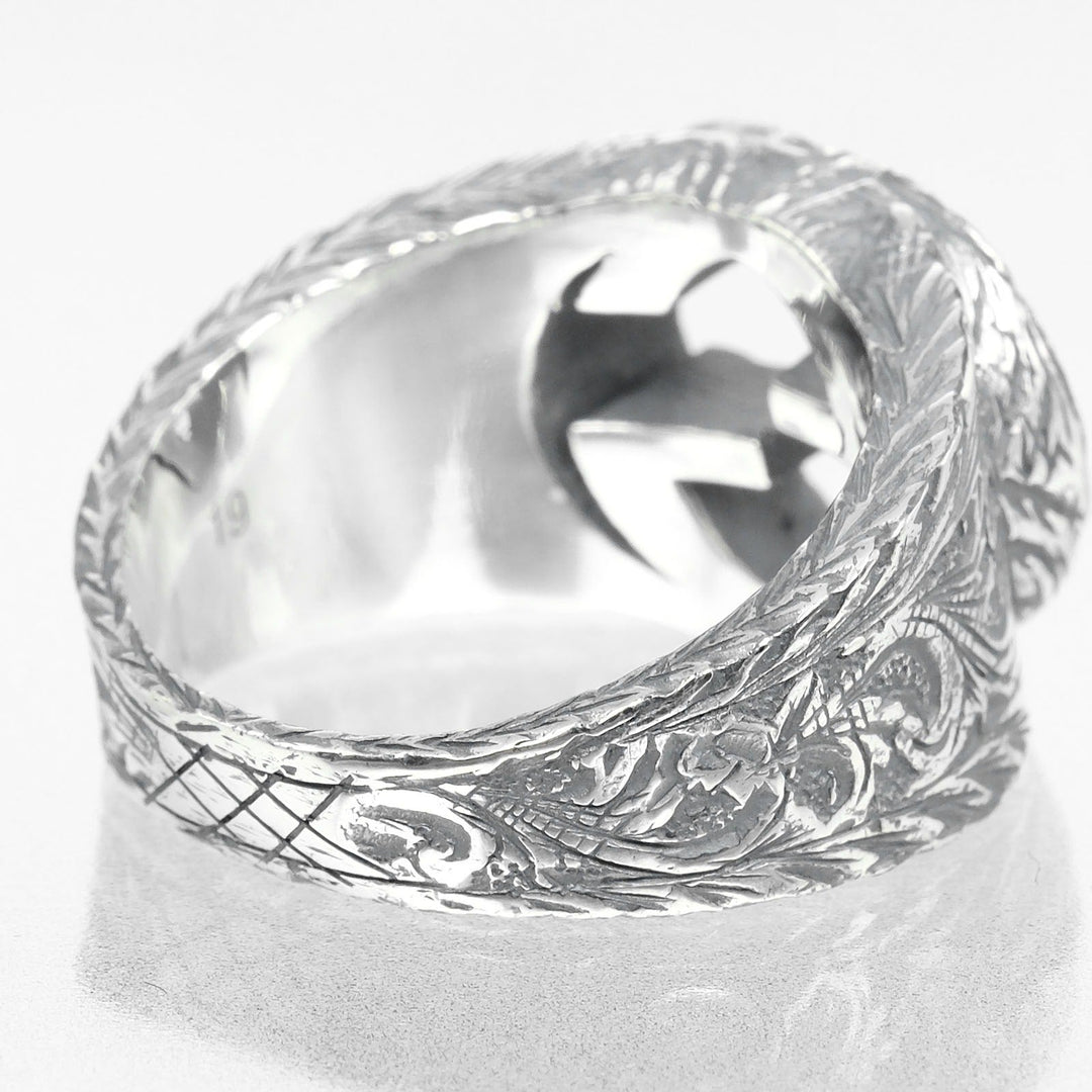 GUCCI Ring Silver925 Silver Interlocking G Arabesque mens 19 Used Authentic