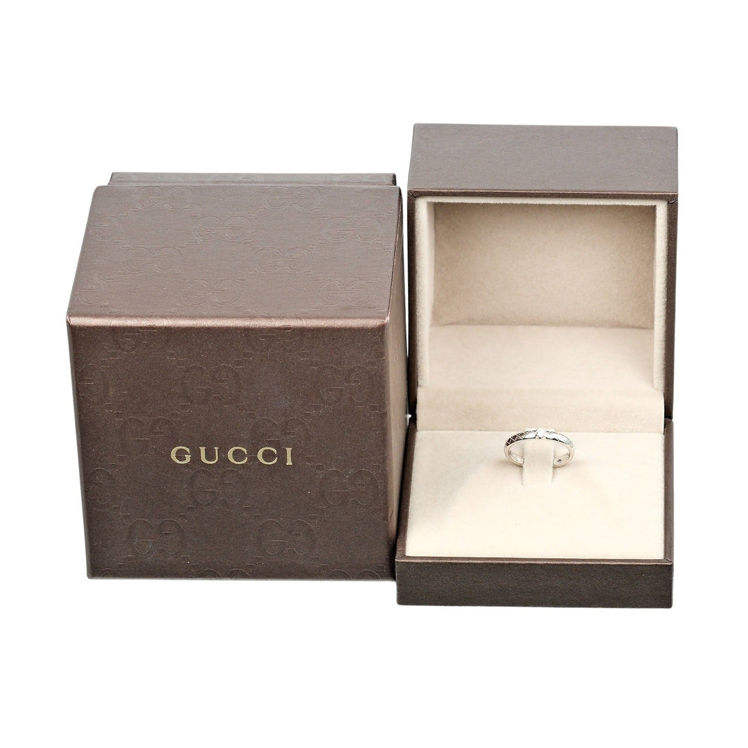 GUCCI Ring K18 White Gold, Diamond Silver Diamantissima Women 7 Used Authentic