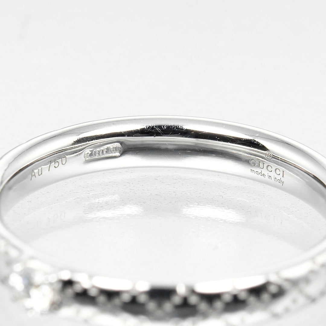 GUCCI Ring K18 White Gold, Diamond Silver Diamantissima Women 7 Used Authentic